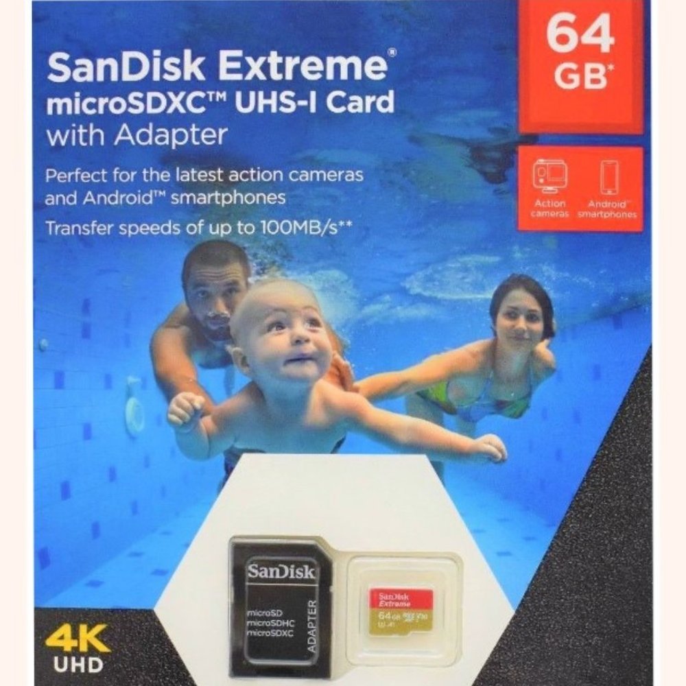 SanDisk Extreme 64GB microSDXC UHS-I Card with Adapter